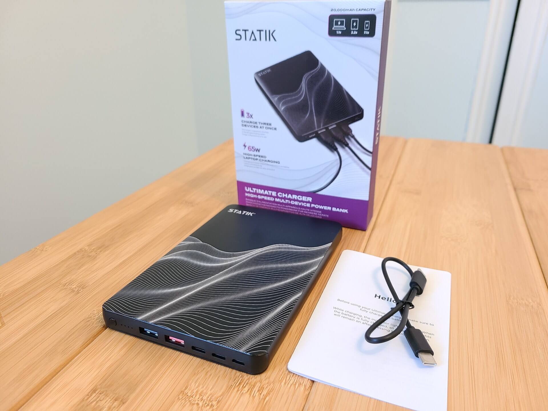  Statik 65W Laptop Power Bank 20000MAh, Fast Charging Powerful  & Slim, Charge 3 Devices at Once